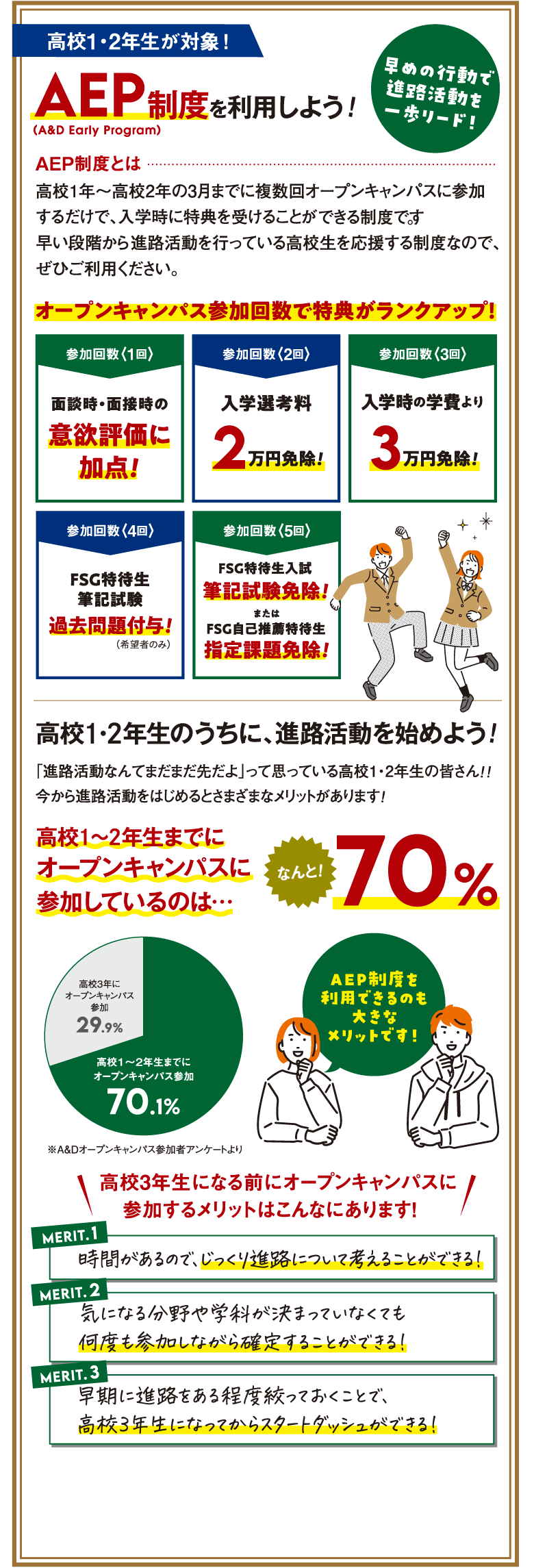 高校1・2年生が対象！AEP制度を利用しよう！